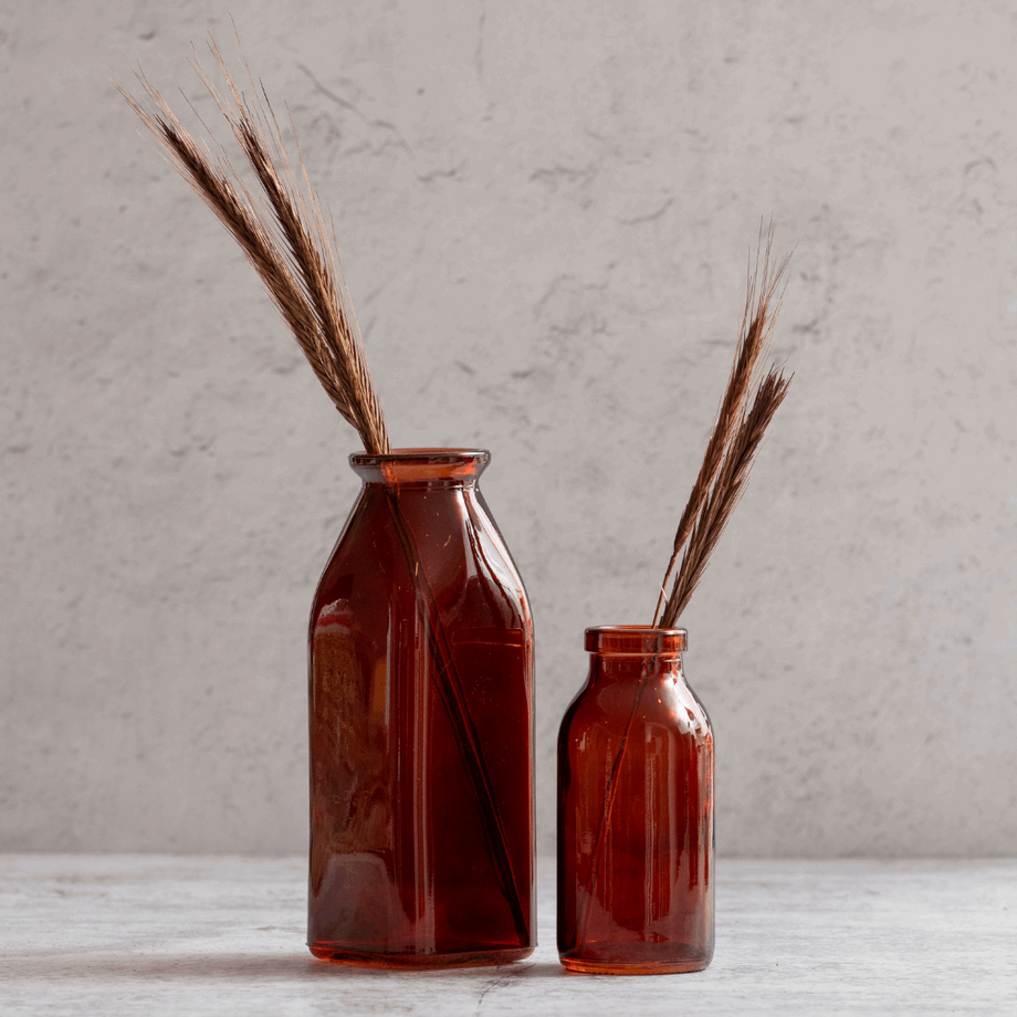 Grey Glass Decorative Jar Set Of 2