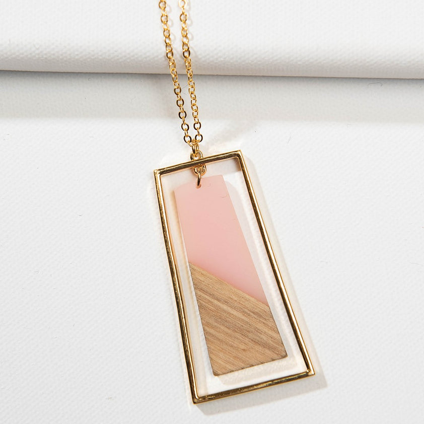 Blush & Gold Trapezoid Necklace – Tate + Zoey