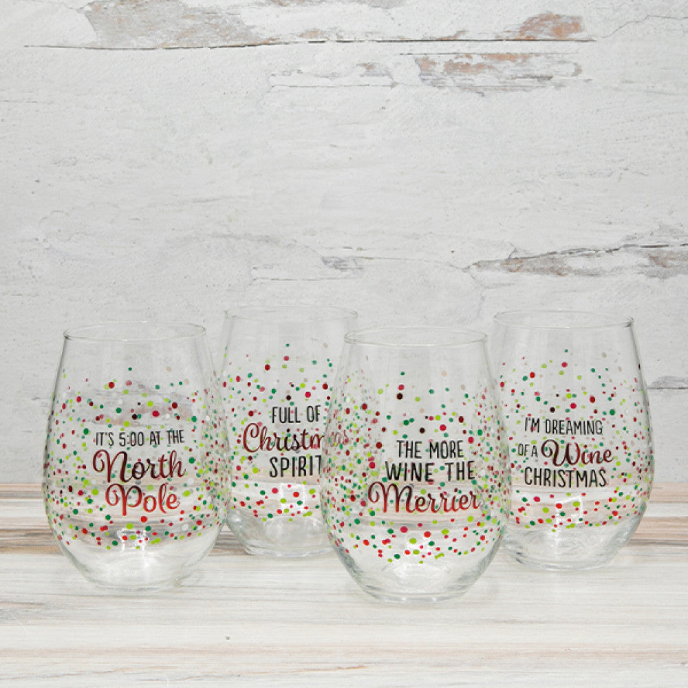 Monogrammed 21 oz. Stemless Wine Glass Set of 4